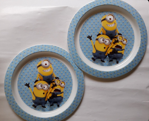 Platos Bebe Niños Minions Apto Microondas Plástico Usados 2x