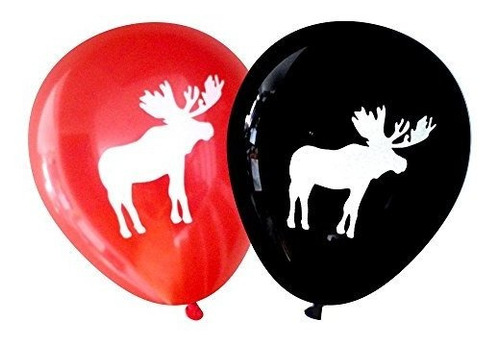 Globos Alces (16 Uds) Por Nerdy Words (rojo Y Negro)