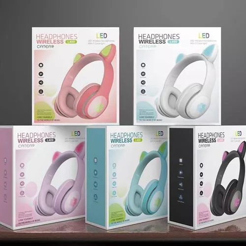 Auriculares Bluetooth Inalámbricos Orejas Gato Luz Led