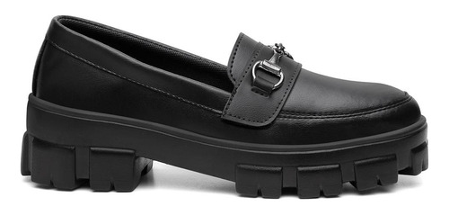 Mocassim Tratorado Feminino Sapato Oxford Salto Alto Preto