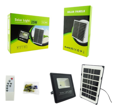 Proyector Solar Led De 25w Con Panel De 46 Led Y Control