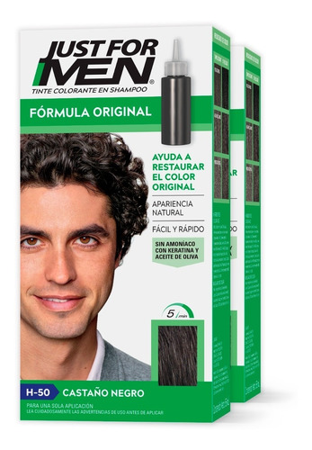 Tinte Colorante Just For Men En Shampoo Castaño Negro 2pack 