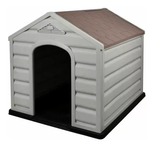 Casa Para Perro Chico Mediano Termica De Plástico Exterior Color Gris