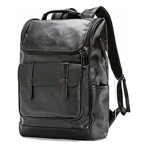 Vintage Leather Travel Backpack Business Men Leather La...