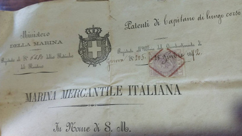 Patente De Longo Corso Italiana 1872 Original Antigua