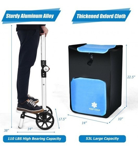 Carrito De Compras Plegable Con Bolsa Extraíble-azul
