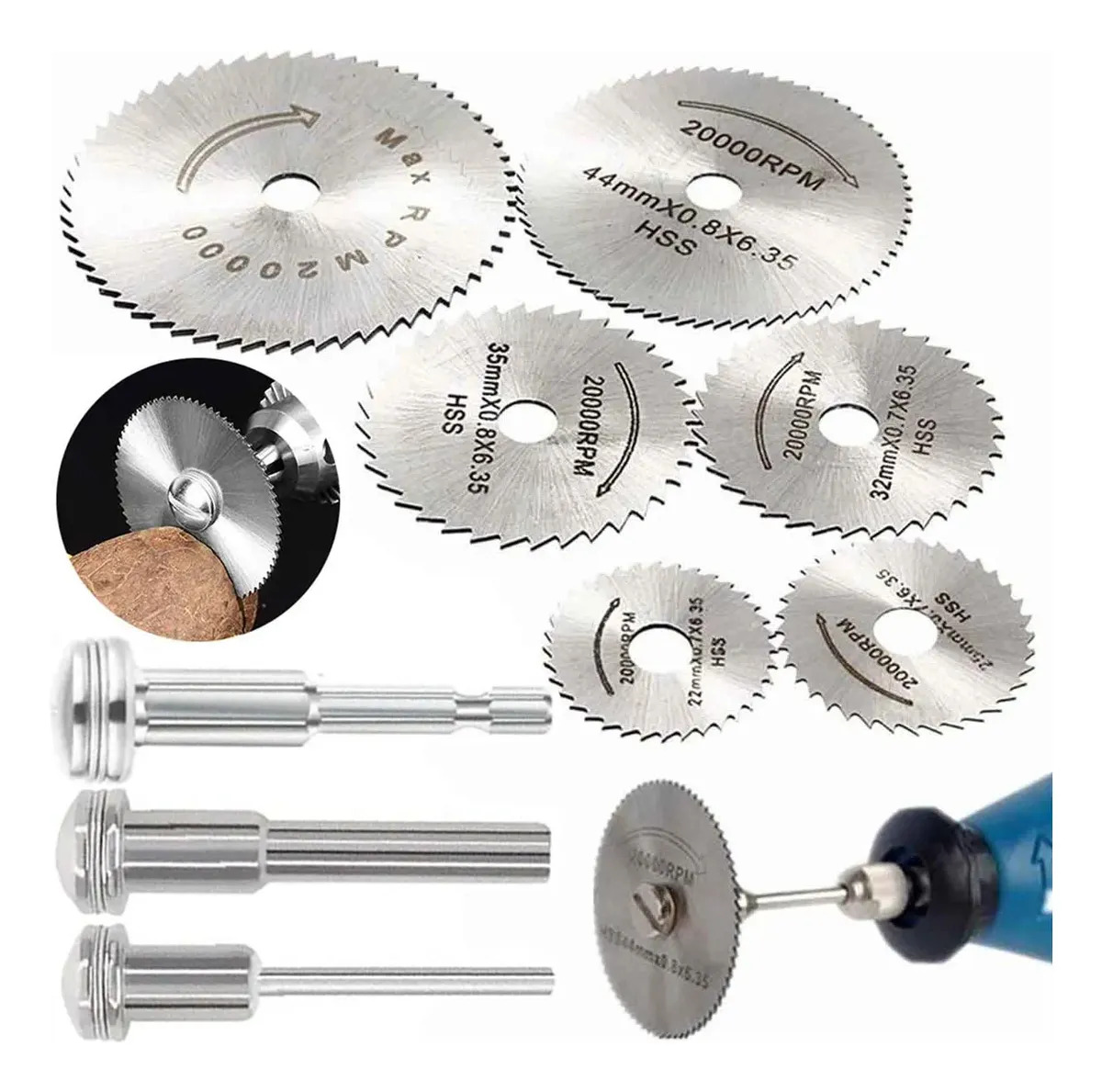 Kit Mini Disco de Corte Serra Circular Rolken Micro Retifica Furadeira Parafusadeira Profissional Universal Para Corte de Madeira Plástico e Alumínio