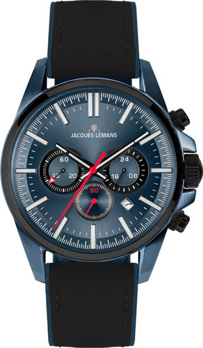 Reloj Jacques Lemans 1-2119c Color De La Correa Negro Color Del Bisel Negro Color Del Fondo Azul