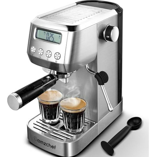 Maquina De Espresso Amzchef 20 Bar Con Espumador De Leche Y 