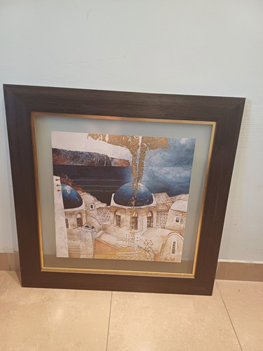 Cuadro Cuadrado Santorini Fluvio Dot Azul Marrón