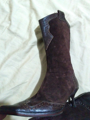 Botas Texanas Unicas!!!!!cuero Con Cierre
