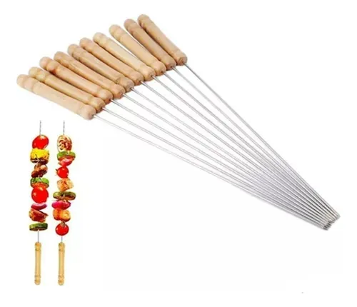 comprar 10 Brochetas Pinchos Anticucho Acero Barbacoa Parrilla Asado