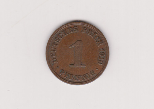 Moneda Alemania 1 Pfennig Año 1910 A Muy Bueno +