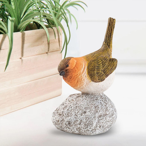 Estatua De Pájaros De Jardín Escultura De Resina 65x6x12cm