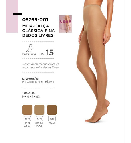 Imagen 5 de 8 de Panty Media Dedos Libre Lycra Para Sandalia Loba By Lupo Imp