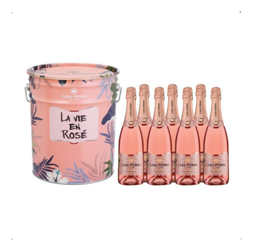 Kit Espumante Casa Perini Rose 07 Garrafas + Balde Original