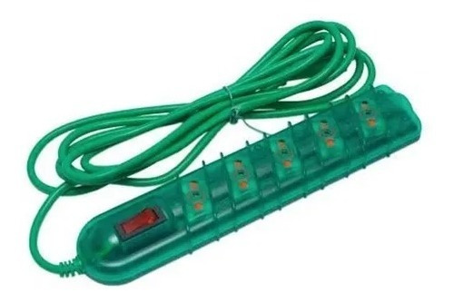 Alargador Con Interruptor 5 Puntos 3 M, Verde Transparente