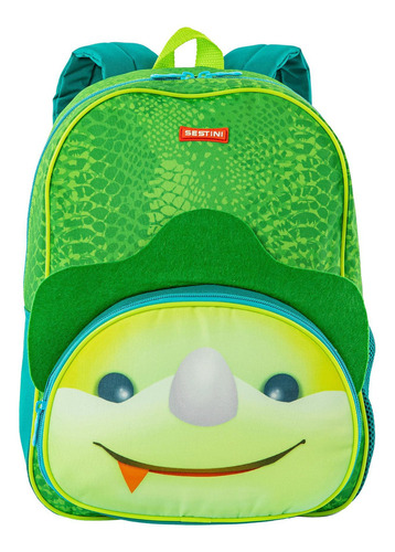 Mochila Dino 3 M Sestini Colorido Médio + Lancheira