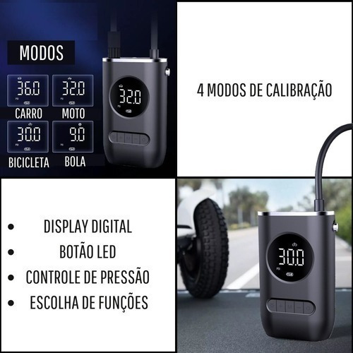 Bomba Infladora De Coche Con Pantalla Digital Recargable Ina