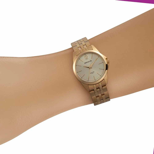 Relogio Seculus Feminino Dourado Pequeno Original