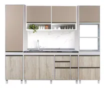 Comprar Combo Bajo Mesada 140 Cm Ricchezze Sorrento + Alacena + Tolva Portahorno 210x60 Cm + Despensero 210x45 + Mesada Johnson Acero Inoxidable Bacha Simple