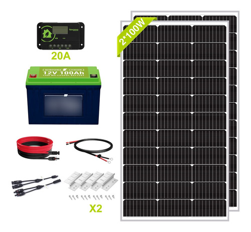 Newpowa Kit Panel Solar Monocristalino 200 Vatio 12 V Pieza