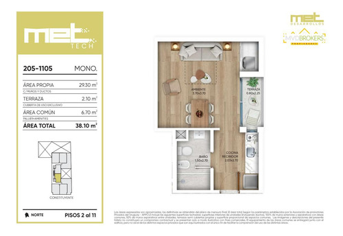 Imagen 4 de 16 de Met Tech - Venta Monoambiente - Cordón - Estrena 2025