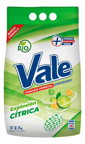 Detergente En Polvo Vale Limón Bulto De 7 Und 2,7 Kg C/u