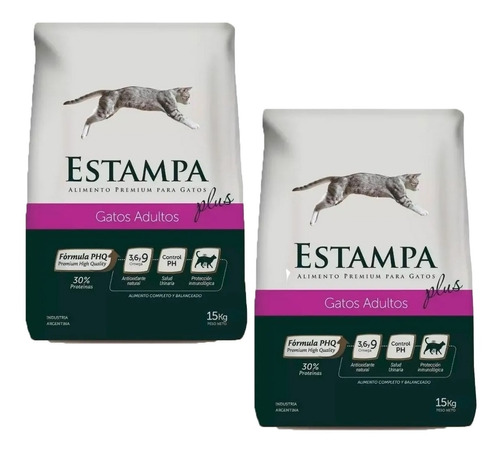 Alimento Estampa Plus Gato Adulto  2 X 15 Kg (30kg) E Gratis