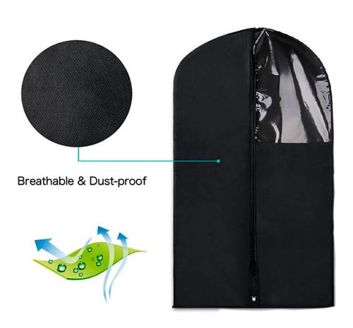 Set De 3 Porta Trajes 60x100 Funda Vestido Saco Camisa Ropa Color Negro