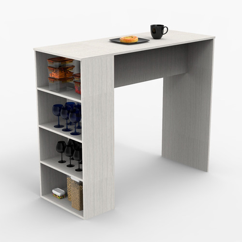 Imagen 4 de 10 de Barra Desayunadora Moderna Melamina 130 Cm Alta Estantes