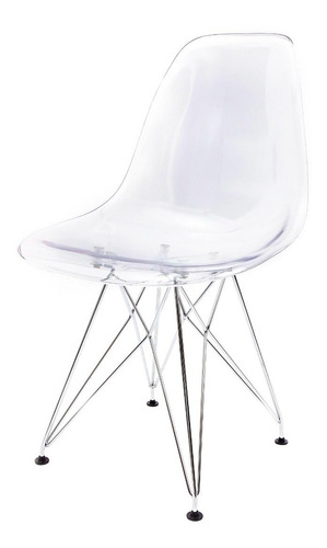 Imagem 3 de 4 de 4 Cadeiras Eames Policarbonato Cristal Base Eiffel Cromada