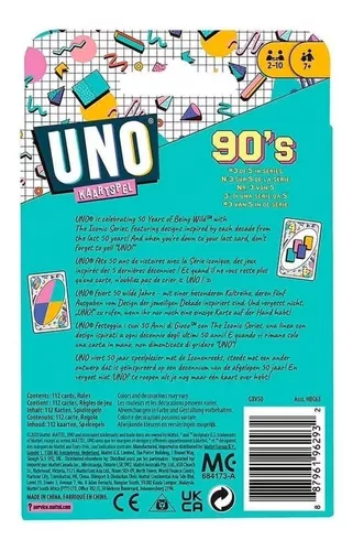 Jogo De Cartas Uno Iconic 90s Edição De 50 Anos Original