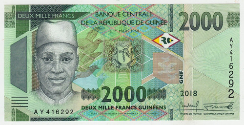 República De Guinea Billete 2000 Francos Unc 2018 Pic New
