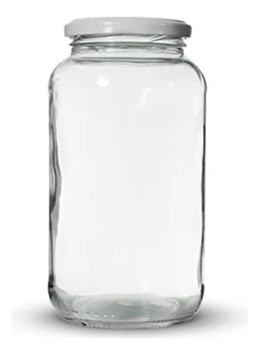 comprar 6 Potes De Vidro 800ml Az 500 Com Tampas Metálicas E Lacres Cor Branco