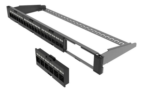 Patch Panel Descarregado 24p P/ Cat5e E Cat6 Conector 180°