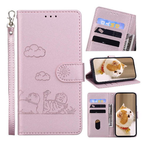 Funda Abatible Para Motorola Edge 50 Cartera De Cuero Cat