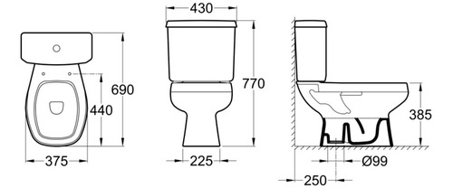 Imagen 4 de 10 de Juego Sanitarios Roca Monaco Inodoro Mochila Bidet Tap Tioso