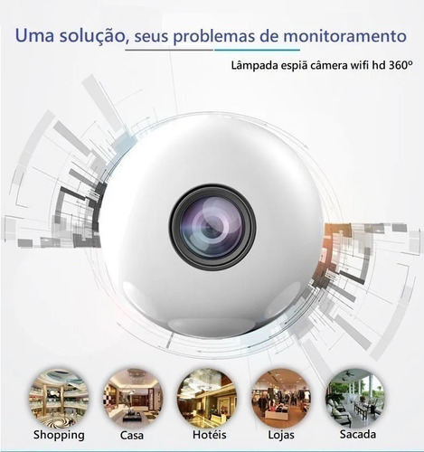 Imagem 3 de 9 de Kit Câmeras Ip Lâmpada Espiã 360º Panorâmica C/ Memoria 32gb