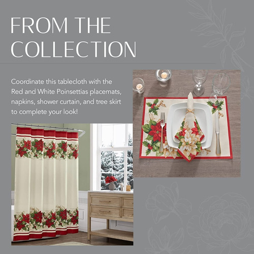 Imagen 2 de 7 de Mantel De Tela Navideño Navidad Rectangular 152x213cm Erlene
