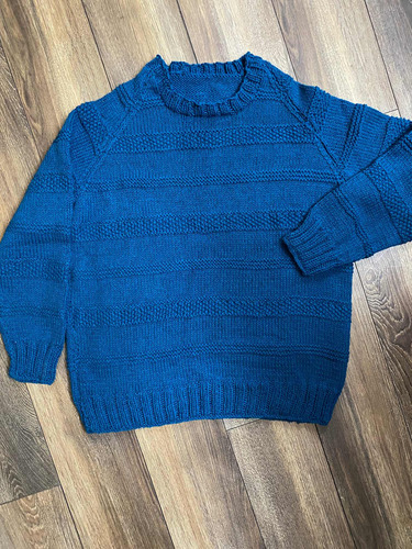 Sweater Pullover Tejido A Mano Dos Agujas Color Petróleo