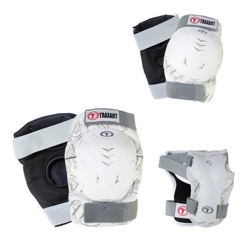 Kit De Proteção Traxart Branco Dk 619/patins /skate/+ Brinde