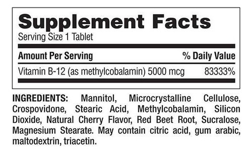 Kirkland Vitamina B12 Sublingual Quick Disolve 5000mcg 300ta