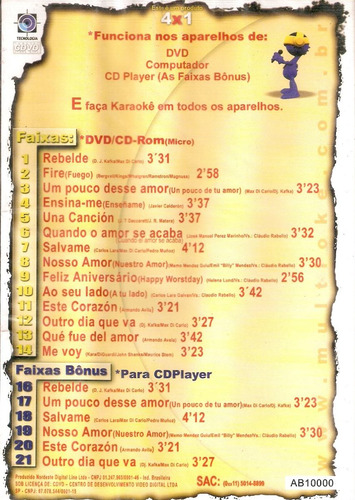 Dvd Multiokê - Tributo Ao Rbd