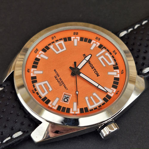 Reloj Kevingston Naranja Con Calendario Negro Negro Naranja