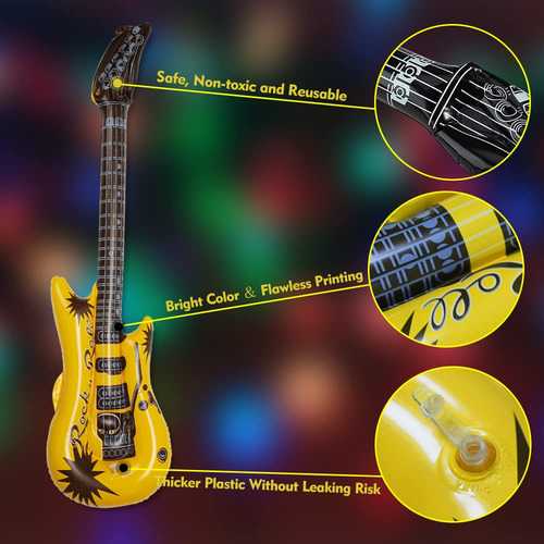 Guitarra Inflable 35 Pulgadas 6 Colores Fiesta De Rock And R