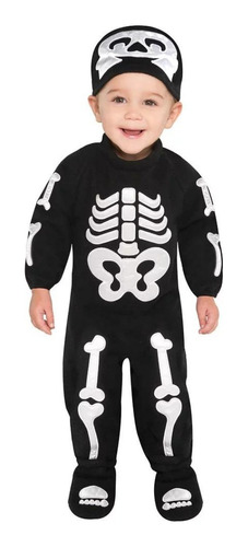 Disfraz Mameluco De Esqueleto Con Gorrito Y Babuchas Para Bebe Infantil