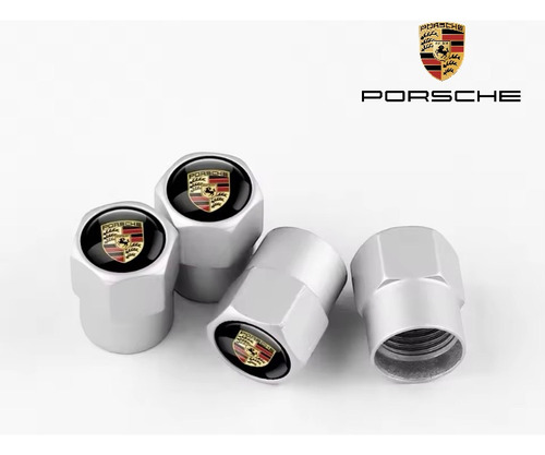 Tapones Porsche Para Válvula De Neumáticos - Plata 4 Piezas