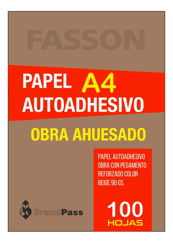 Papel Autoadhesivo Obra A4 Color Beige Inkjet X100 Hojas