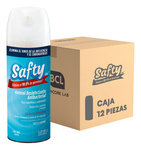 Desinfectante Antibacterial Safty Fresco 420ml Caja 12 Pieza